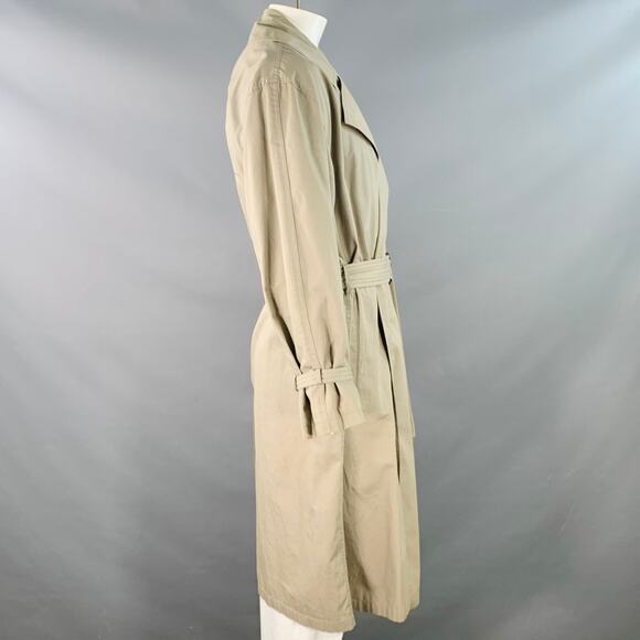GIORGIO ARMANI Vintage Size L Khaki Cotton Open Front Belted Trenchcoat - Picture 2 of 11